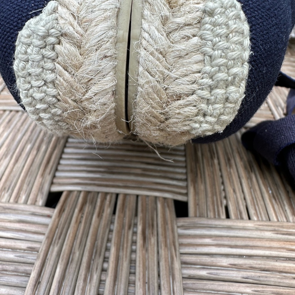 NWOB Castaner Espadrille Wedges Navy/Tan 3” heel front platform - Picture 5 of 11